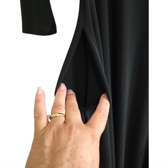 Joseph Ribkoff Harem Drape Cold Shoulder Zip Black Jumpsuit Stretchy Knit 2 - Picture 9 of 12